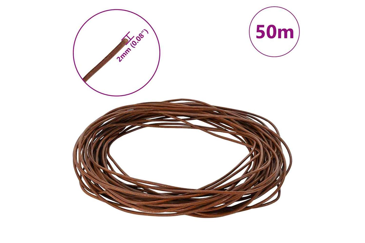 Vidaxl Leather Cord 1 Light Brown 2 Mm X 50 M Leather-7