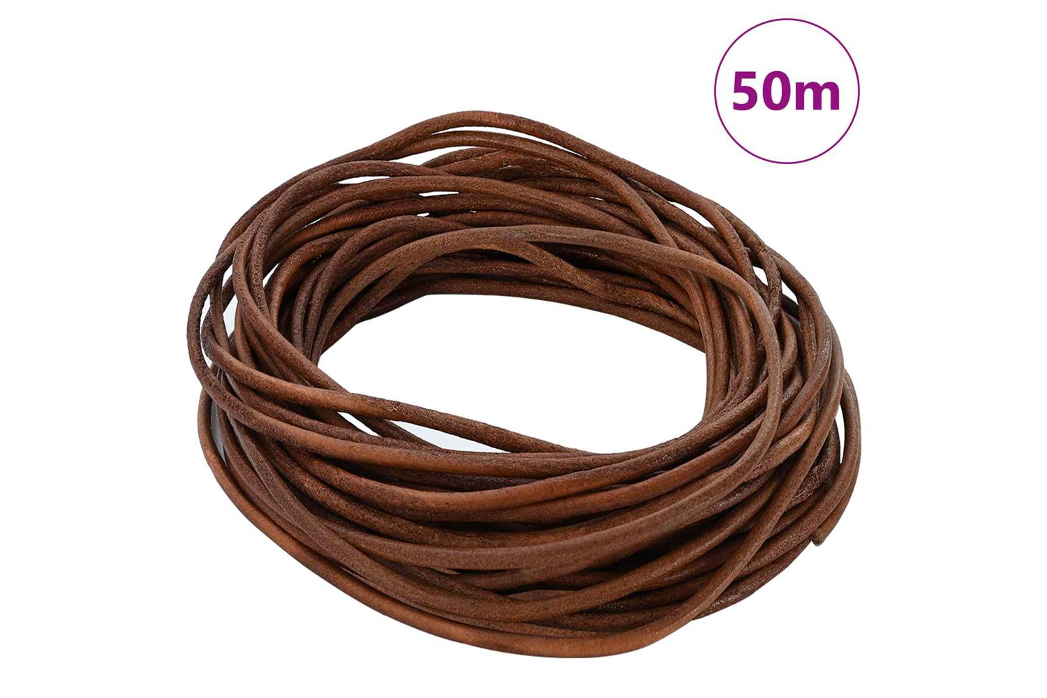 Vidaxl Leather Cord 1 Light Brown 25 Mm X 50 M Leather-2