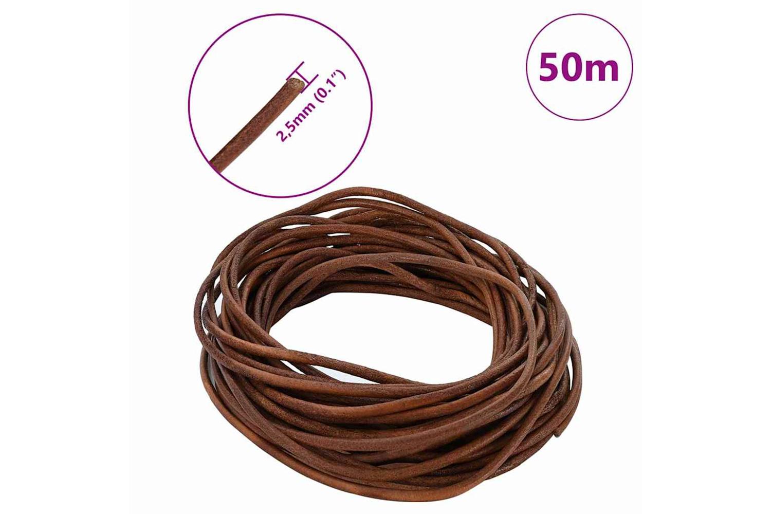 Vidaxl Leather Cord 1 Light Brown 25 Mm X 50 M Leather-7