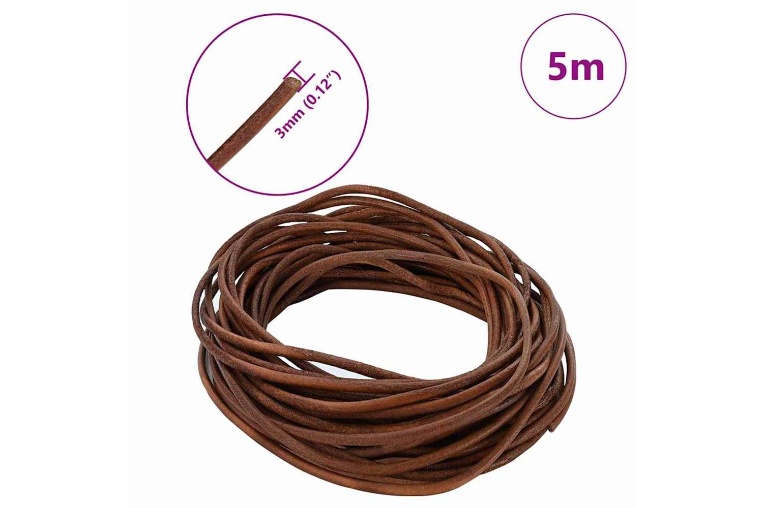 Vidaxl Leather Cord 1 Light Brown 3 Mm X 5 M Leather-7