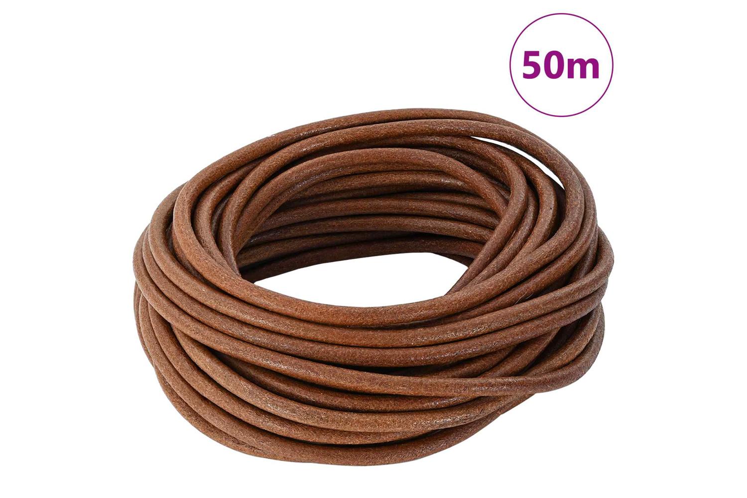 Vidaxl Leather Cord 1 Light Brown 5 Mm X 50 M Leather-2