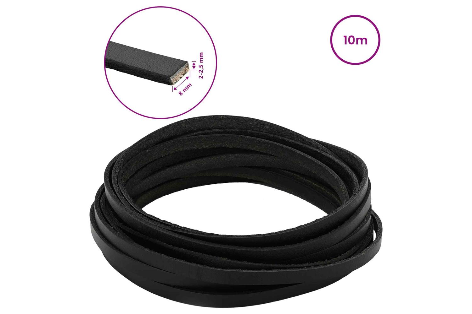 Vidaxl Leather Strap 1 Black 1000 X 08 Cm Leather-8