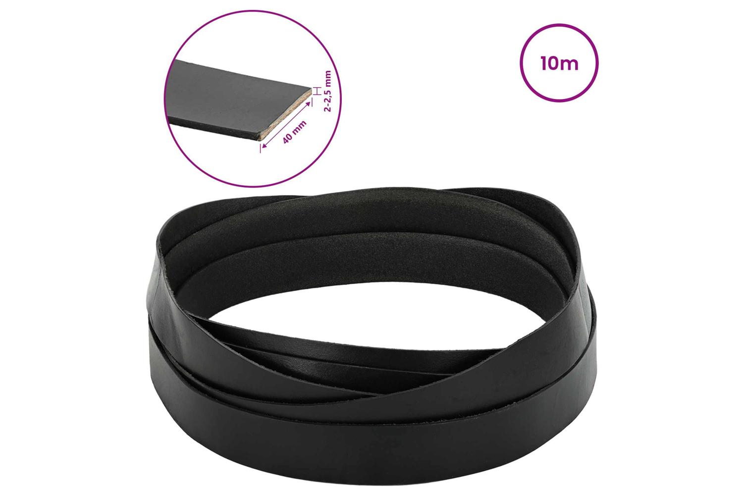 Vidaxl Leather Strap 1 Black 1000 X 4 Cm Leather-8