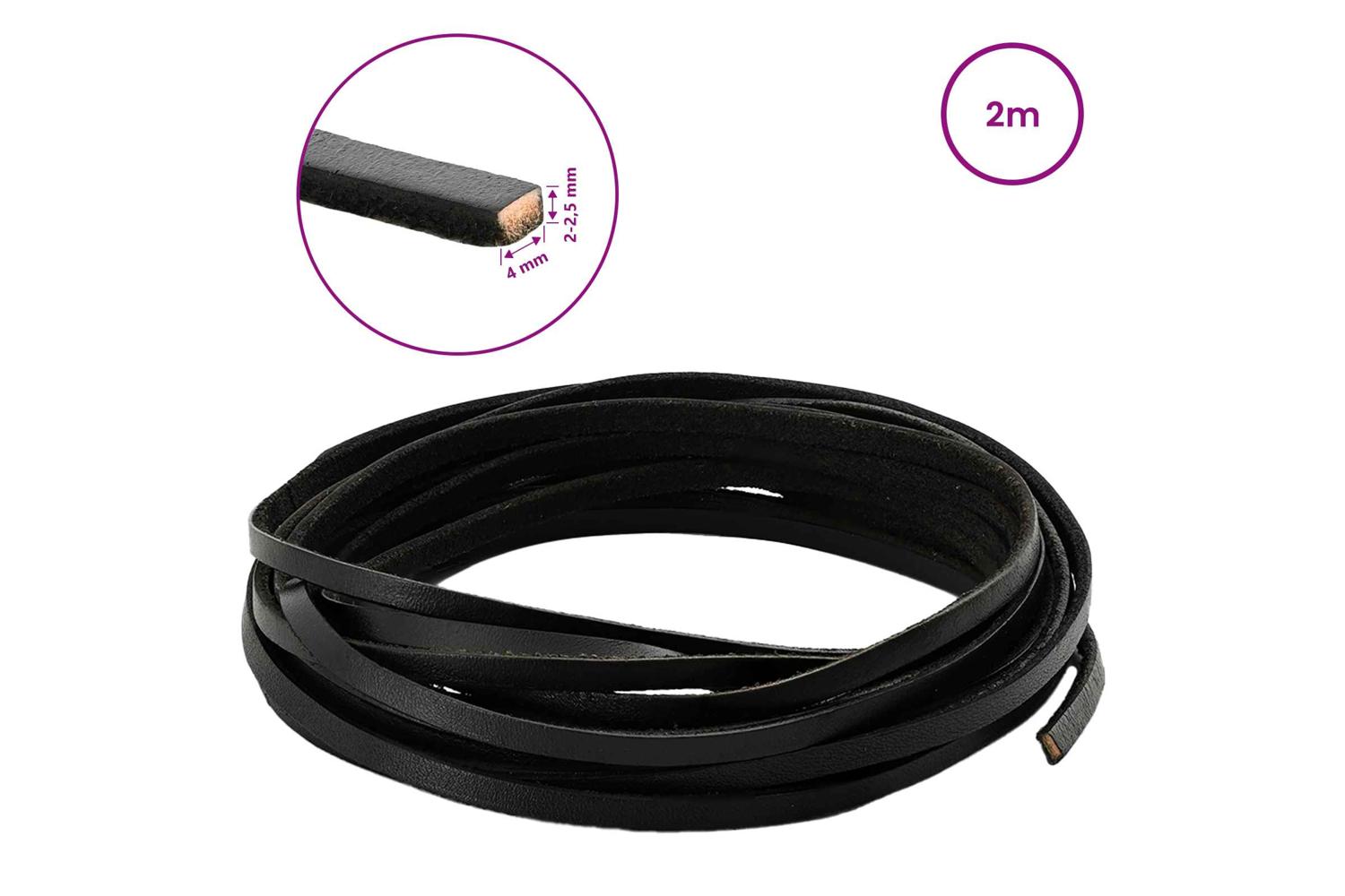 Vidaxl Leather Strap 1 Black 200 X 04 Cm Leather-8