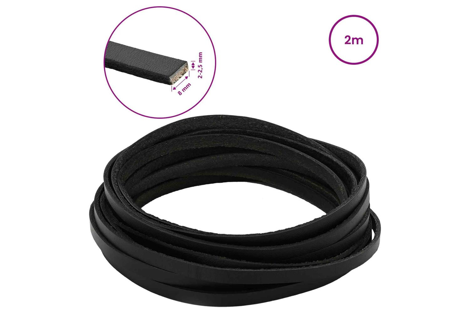 Vidaxl Leather Strap 1 Black 200 X 08 Cm Leather-8