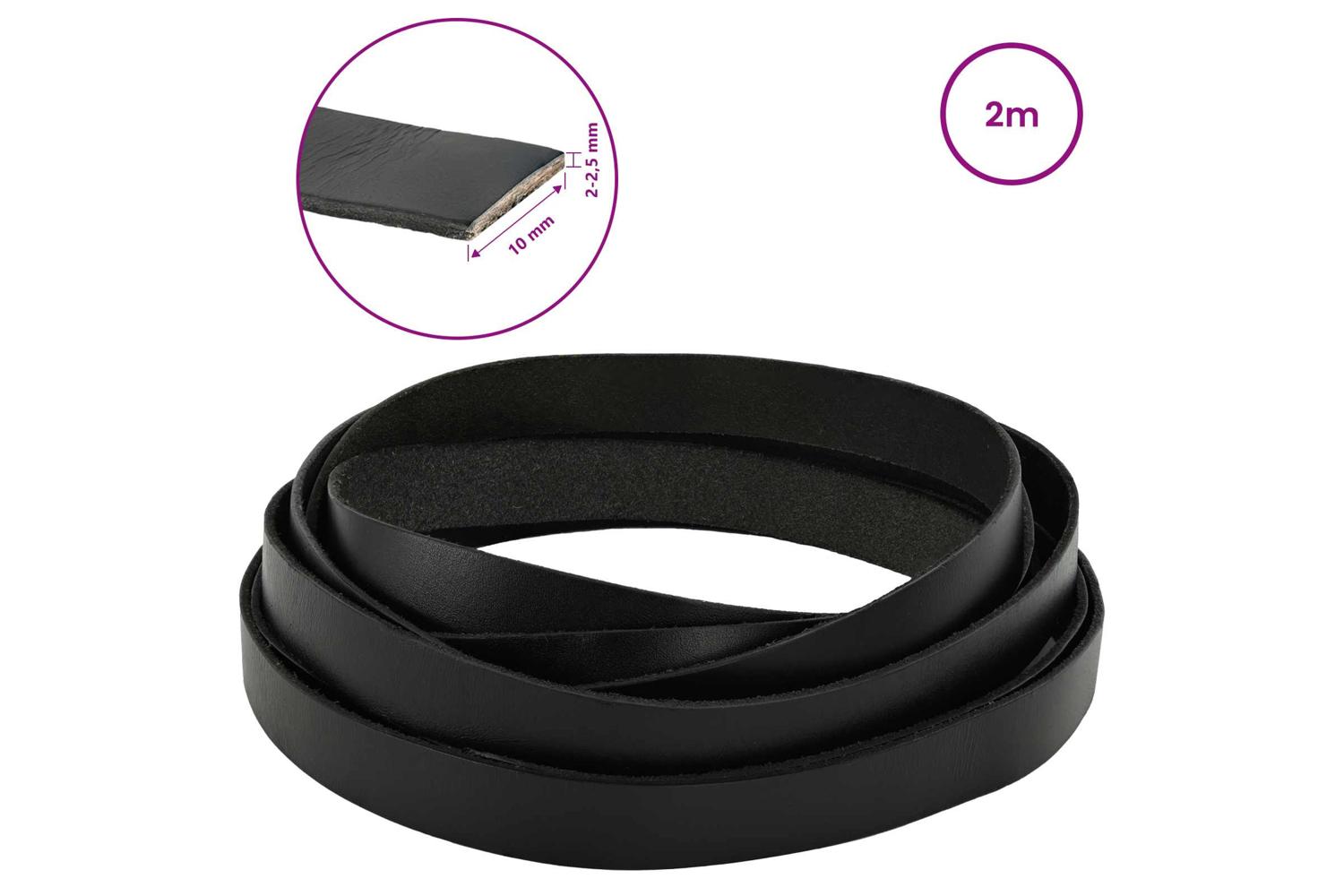 Vidaxl Leather Strap 1 Black 200 X 1 Cm Leather-8