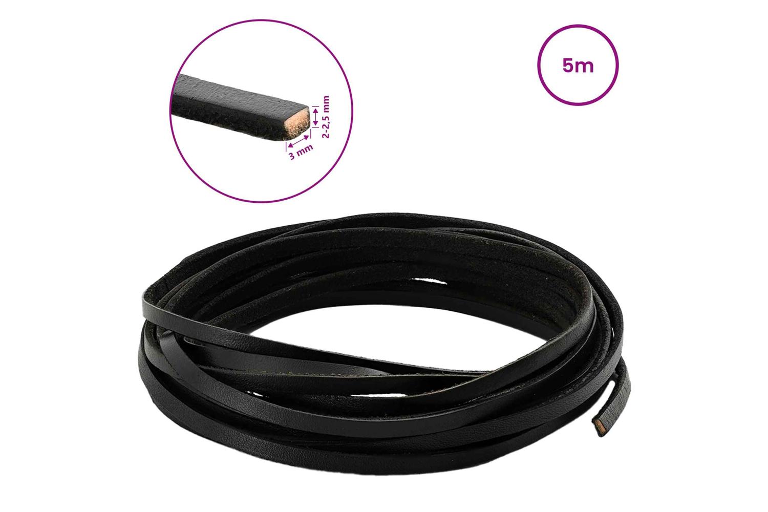 Vidaxl Leather Strap 1 Black 500 X 03 Cm Leather-8