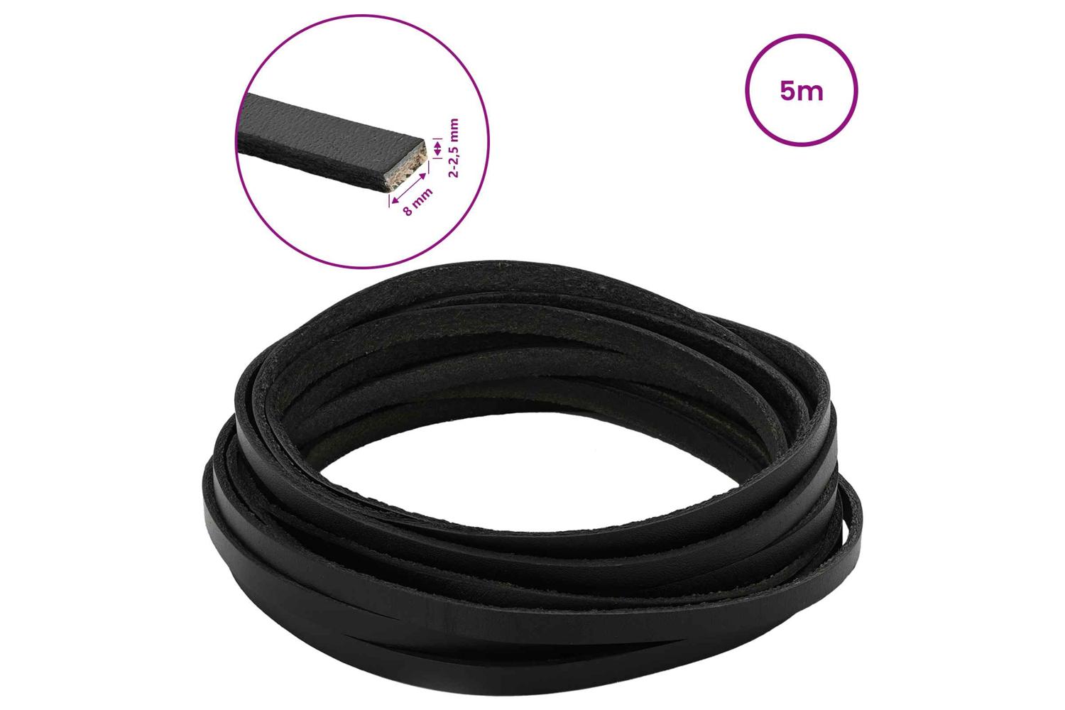 Vidaxl Leather Strap 1 Black 500 X 08 Cm Leather-8