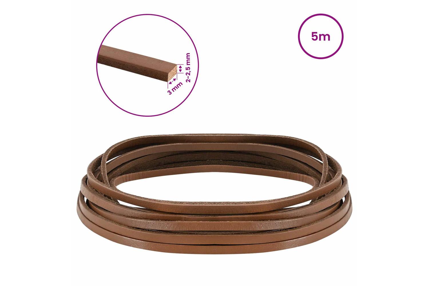 Vidaxl Leather Strap 1 Brown 500 X 03 Cm Leather-8