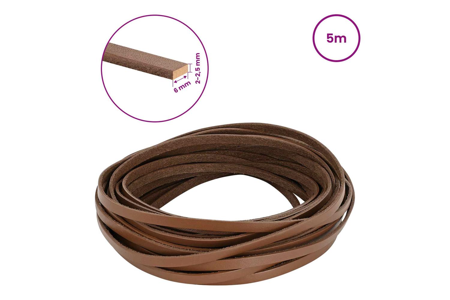 Vidaxl Leather Strap 1 Brown 500 X 06 Cm Leather-8