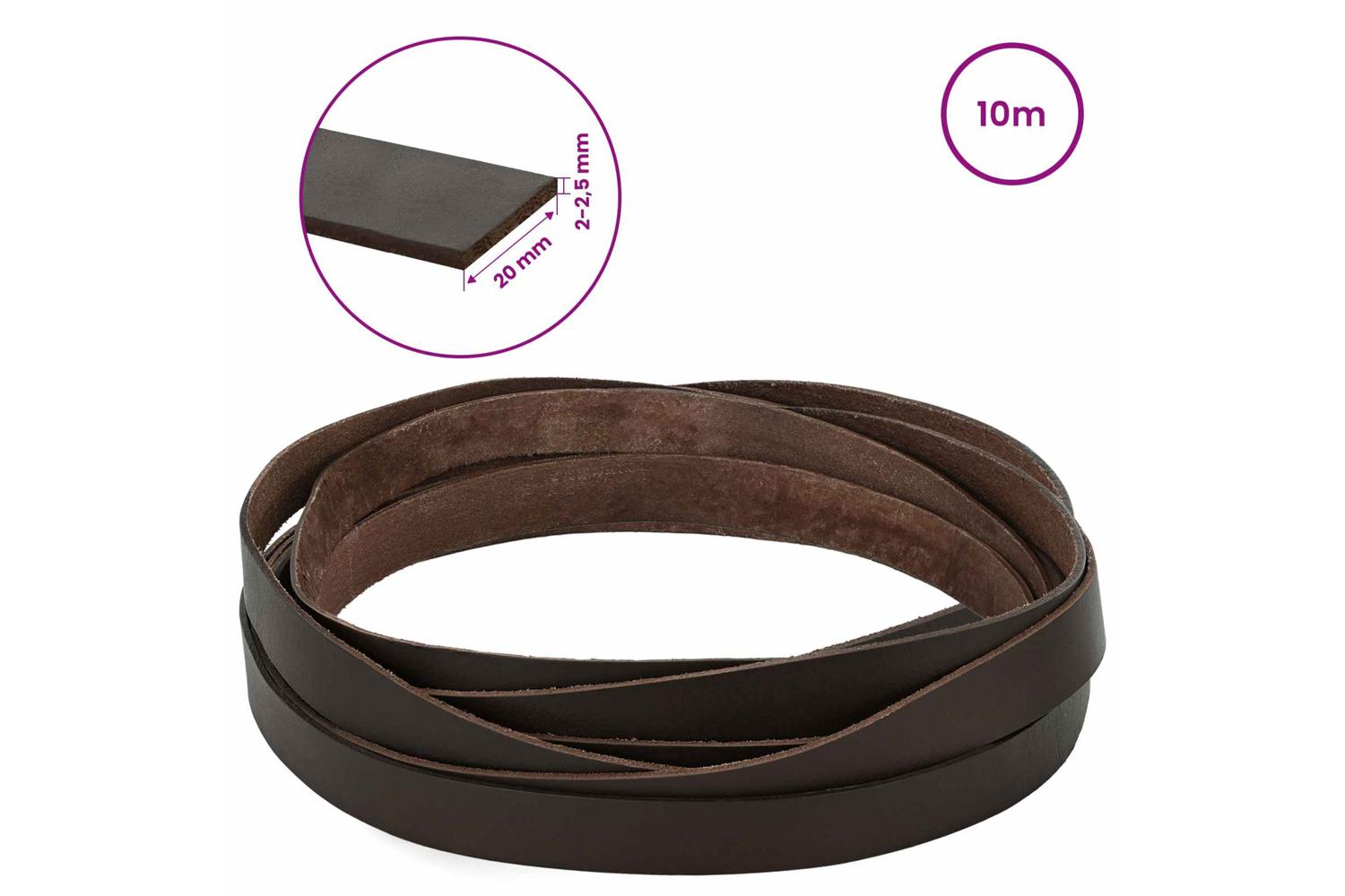 Vidaxl Leather Strap 1 Dark Brown 1000 X 2 Cm Leather-8