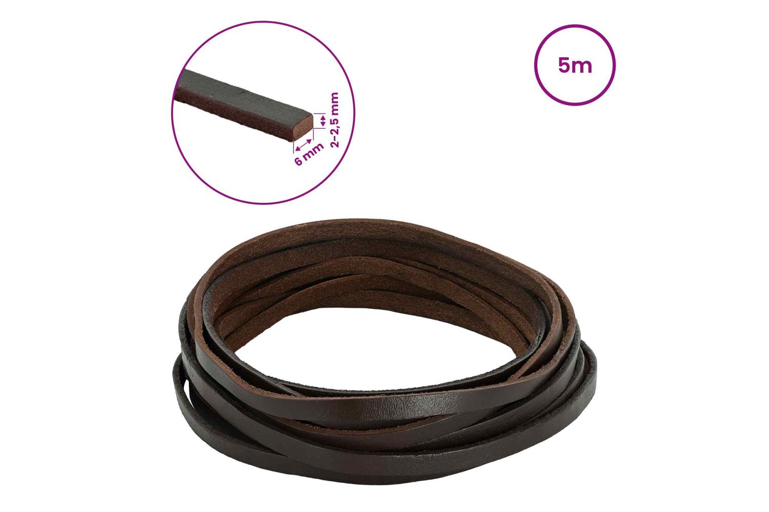 Vidaxl Leather Strap 1 Dark Brown 500 X 06 Cm Leather-8