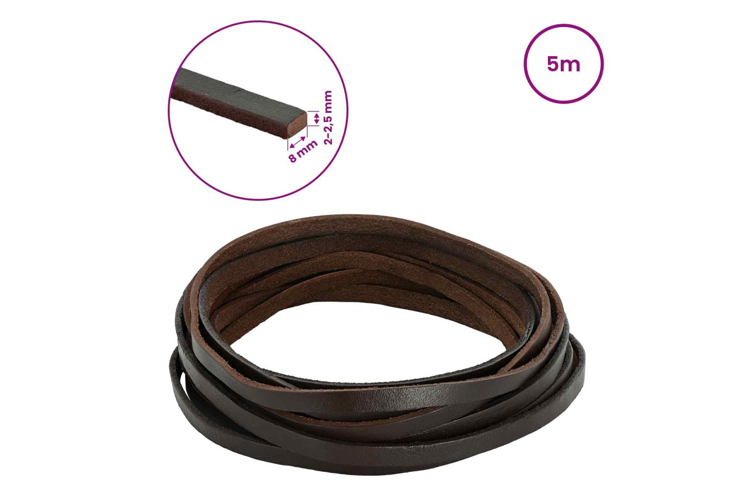 Vidaxl Leather Strap 1 Dark Brown 500 X 08 Cm Leather-8