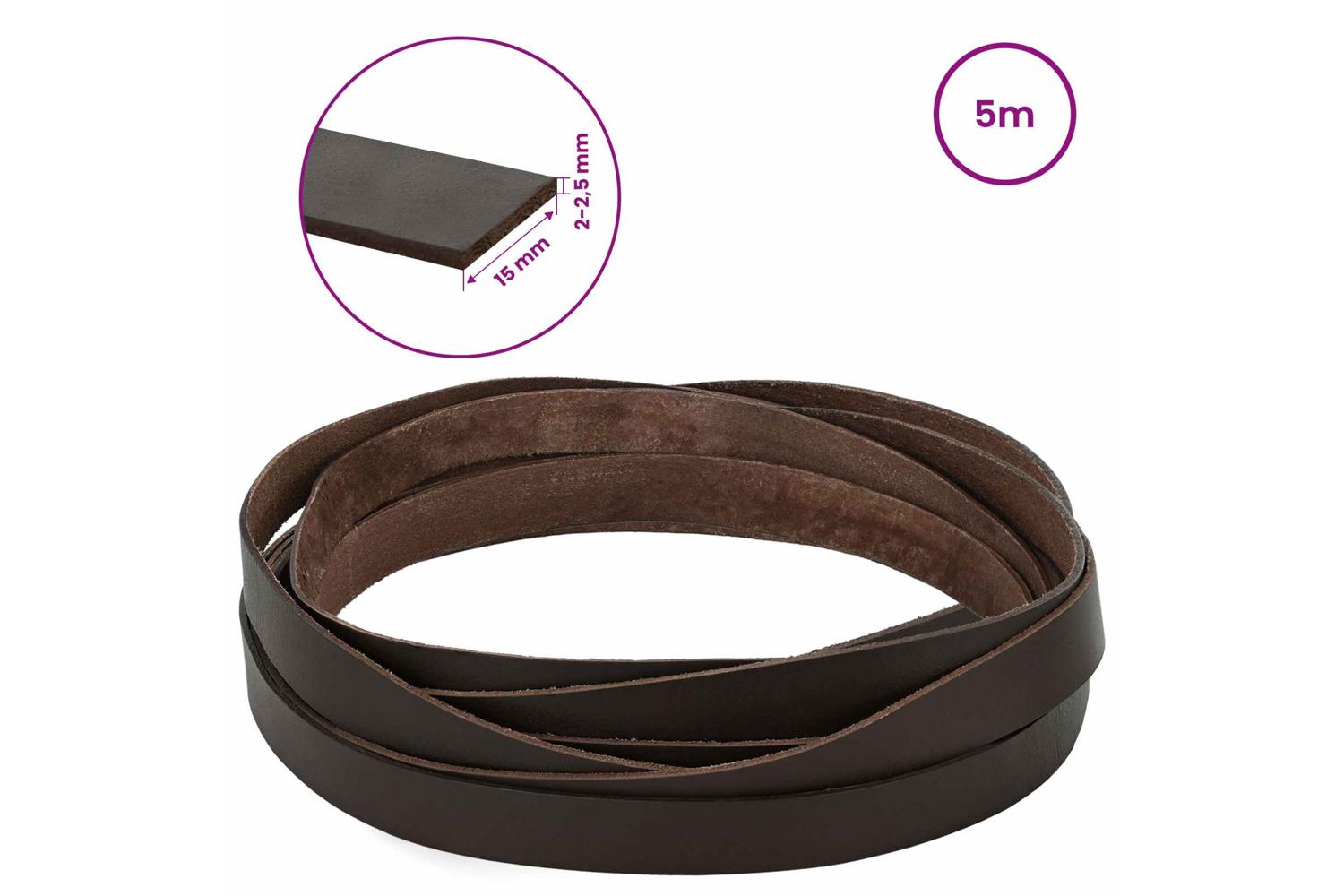 Vidaxl Leather Strap 1 Dark Brown 500 X 15 Cm Leather-8