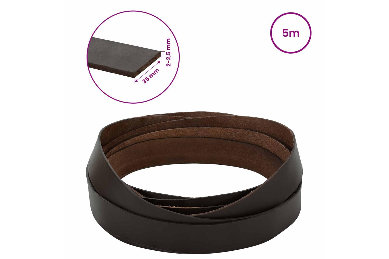 Vidaxl Leather Strap 1 Dark Brown 500 X 35 Cm Leather-8