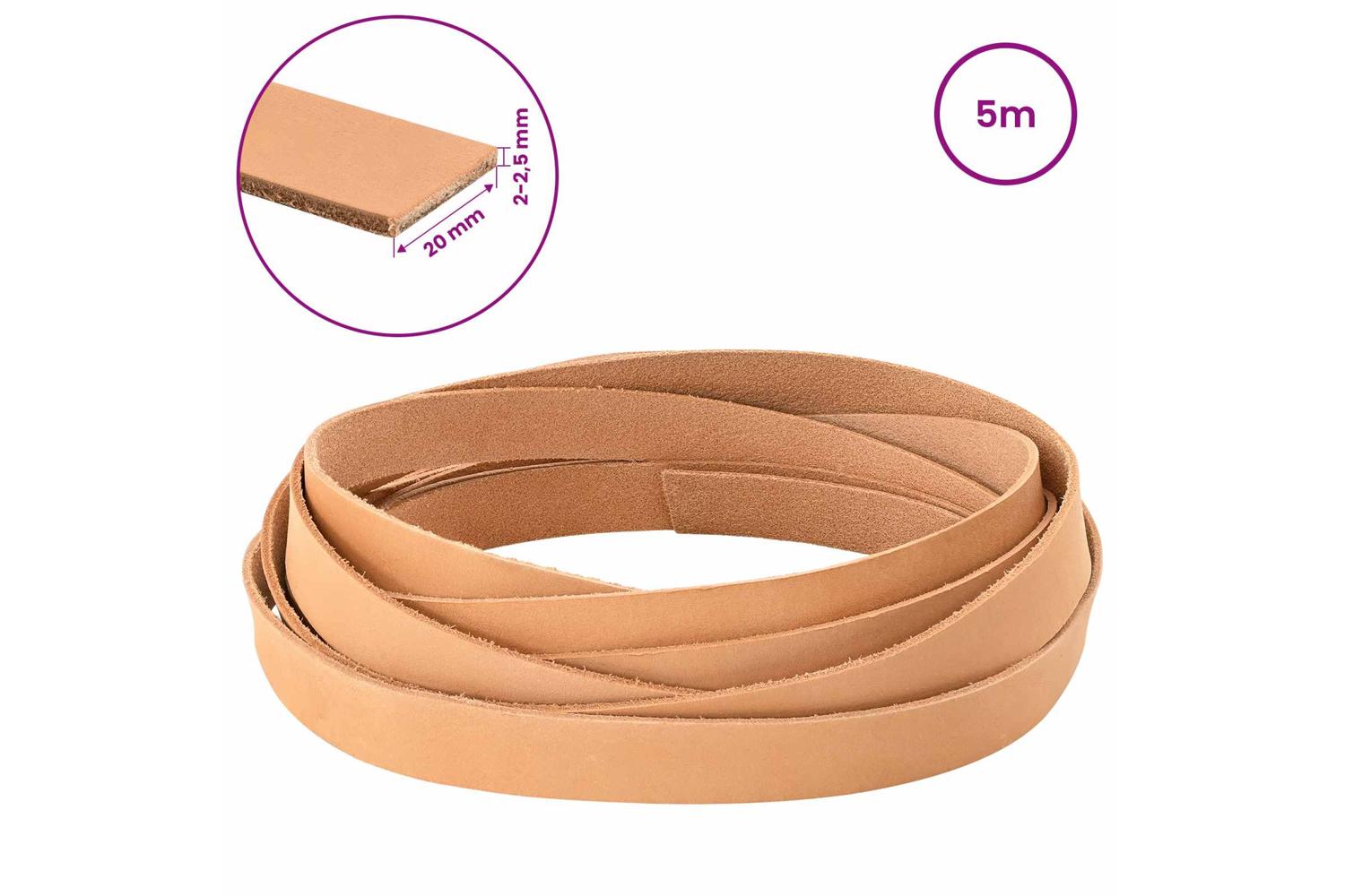Vidaxl Leather Strap 1 Light Brown 500 X 2 Cm Leather-8