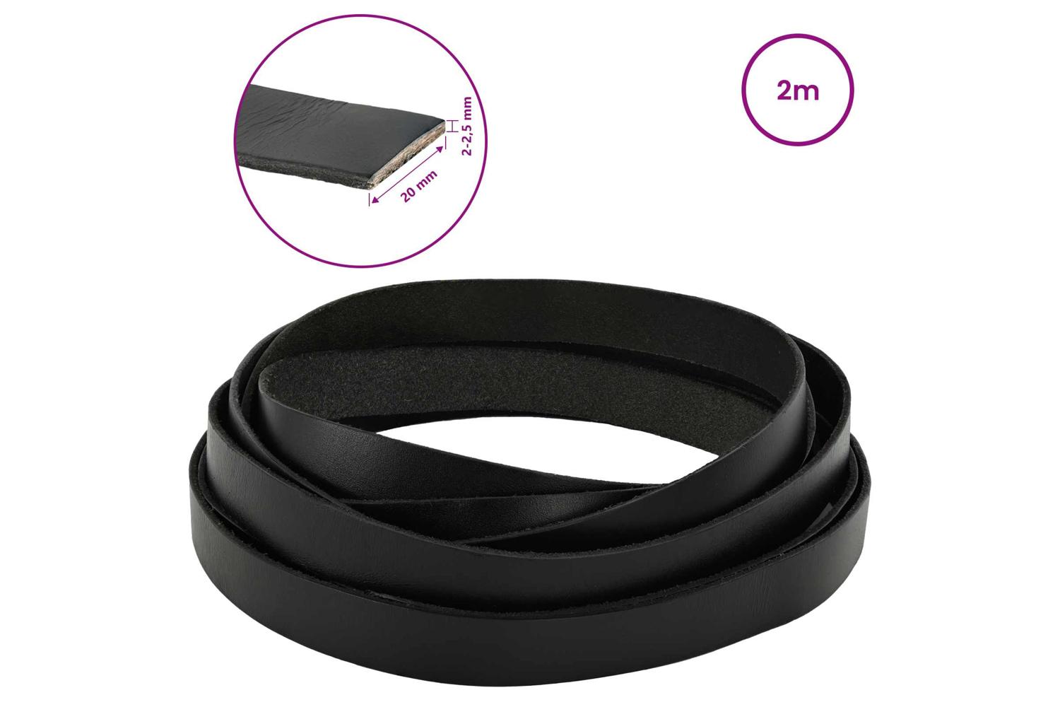 Vidaxl Leather Strap Black 200 X 2 Cm Leather-8
