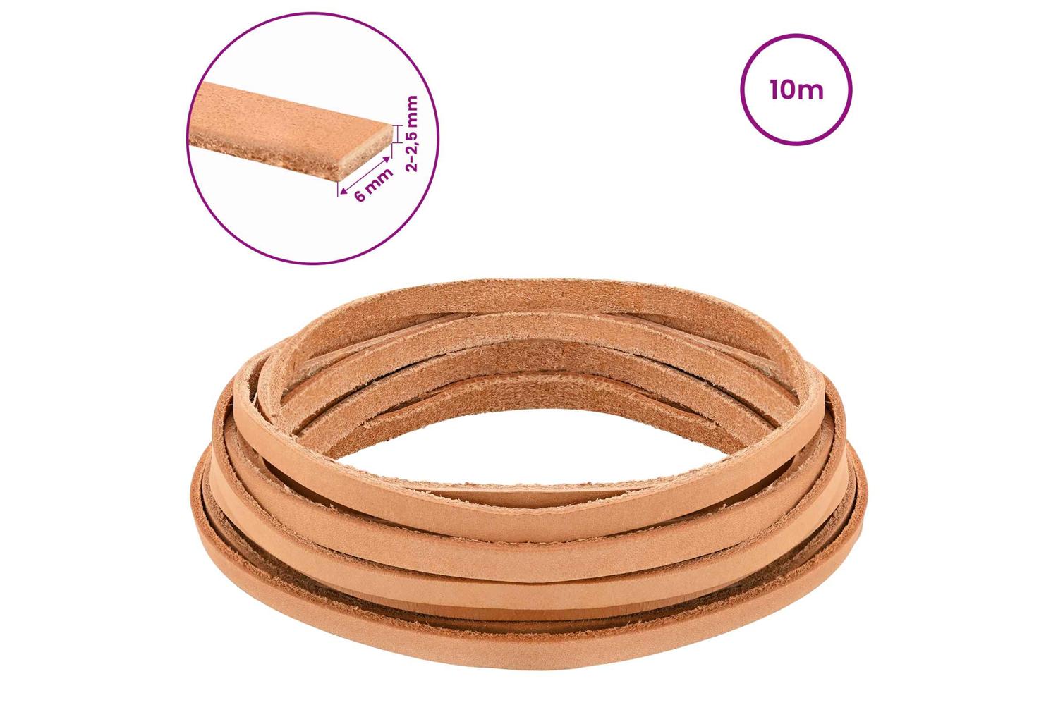 Vidaxl Leather Strap Light Brown 1000 X 06 Cm Leather-8
