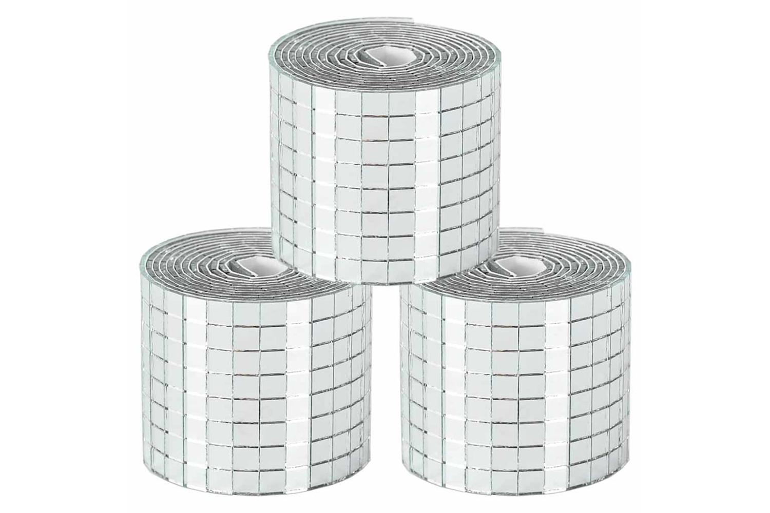Vidaxl Mirror Mosaic Tile Geometric 3 Pcs Silver 100 X 4 Cm Glass-2