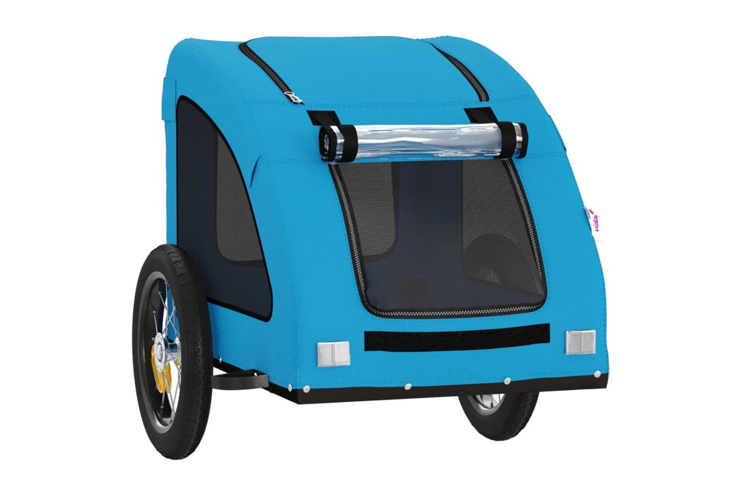 Vidaxl Pet Bike Trailer Blue Oxford Fabric And Iron-5