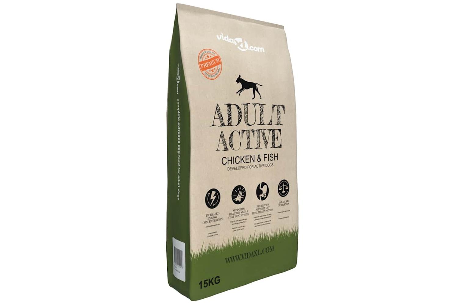 Vidaxl Premium Dry Dog Food Adult Active Chicken Fish 15 Kg