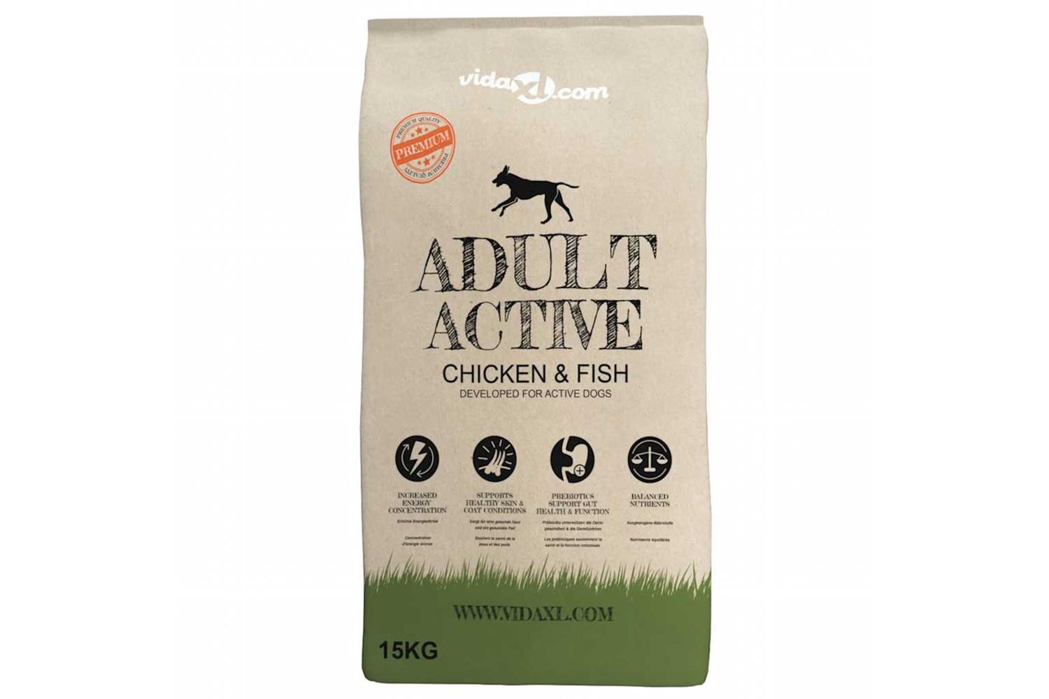 Vidaxl Premium Dry Dog Food Adult Active Chicken Fish 2 Pcs 30 Kg-2