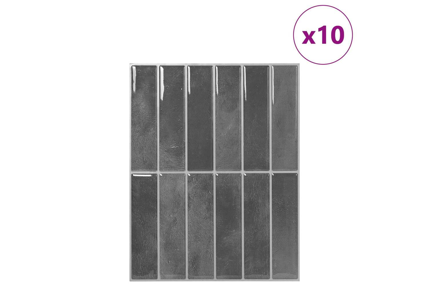Vidaxl Rectangular Tile 10 Pcs Grey 29 X 23 X 008 Cm-2