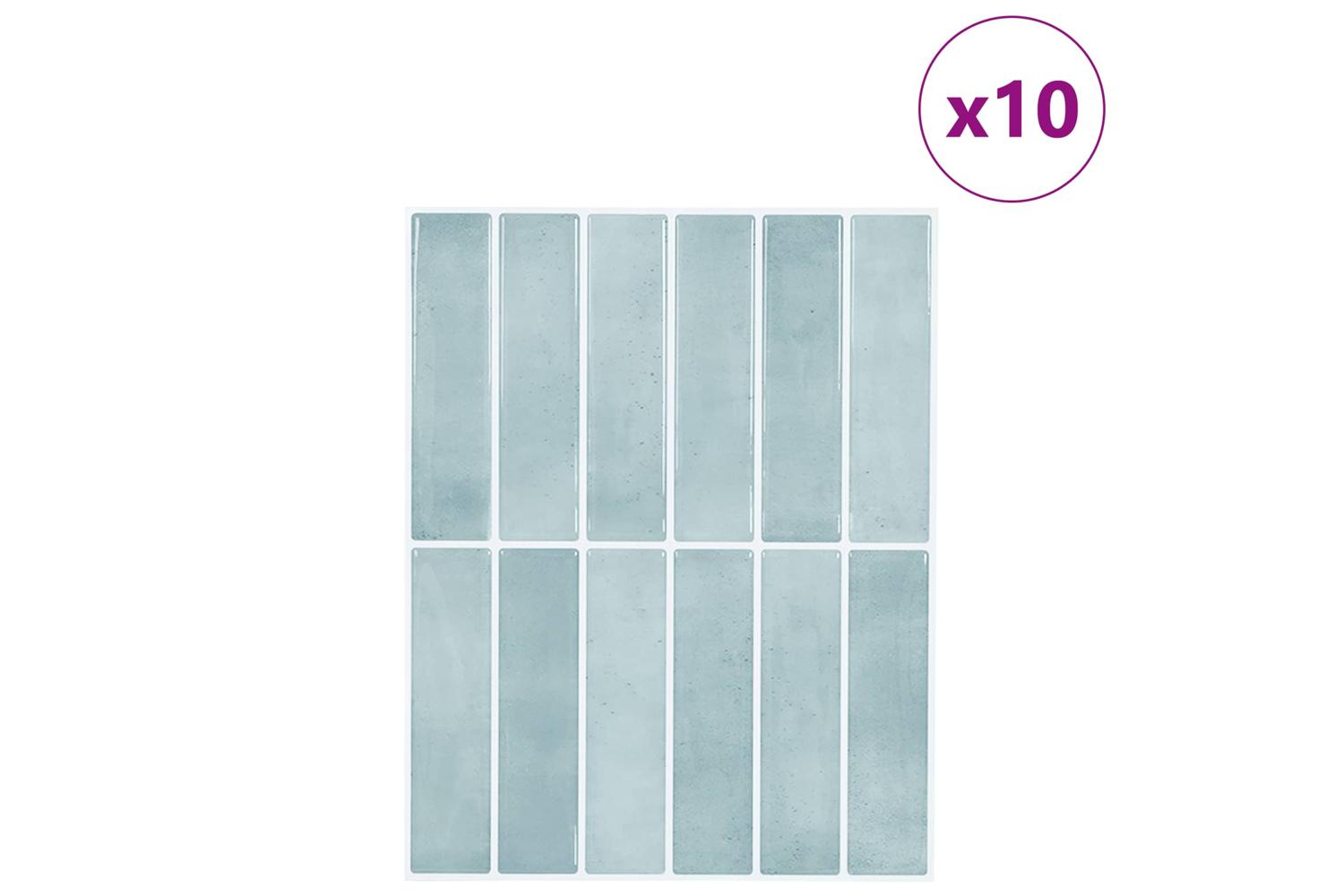 Vidaxl Rectangular Tile 10 Pcs Grey Green 29 X 23 X 008 Cm-2