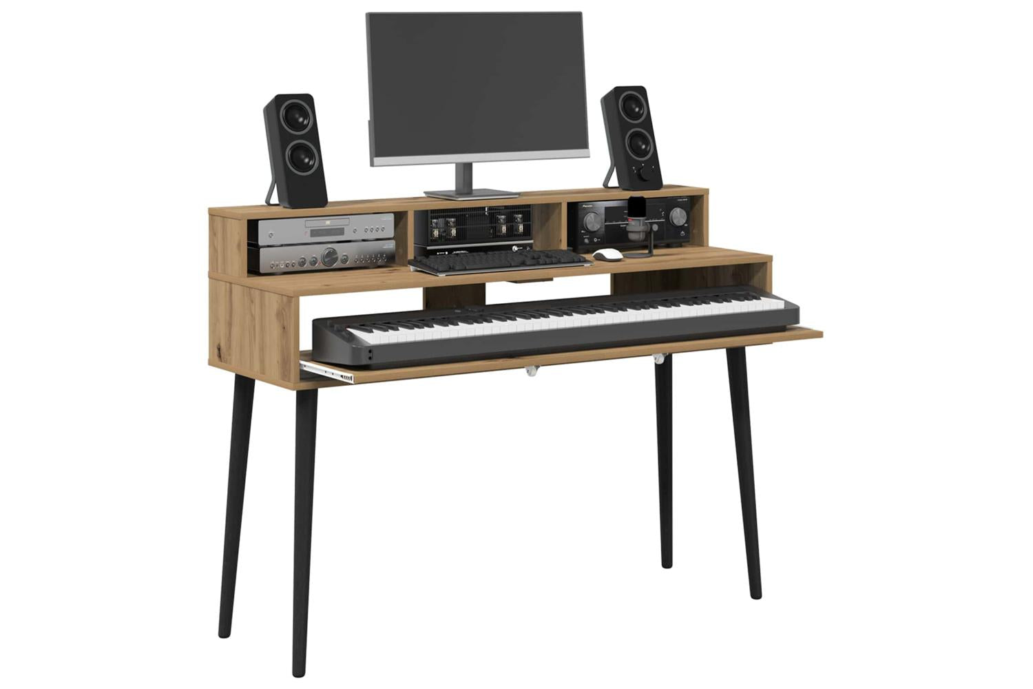 Vidaxl Studio Desk Artisan Oak 110 X 425 X 36 Cm Engineered Wood-3