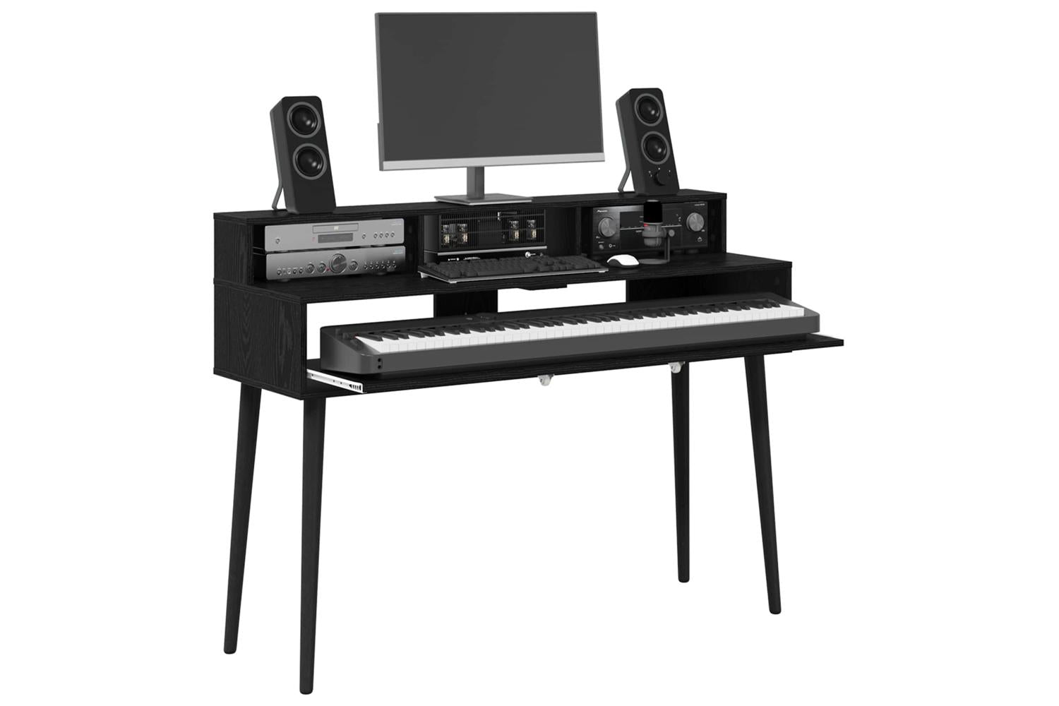 Vidaxl Studio Desk Black Oak 130 X 425 X 36 Cm Engineered Wood-3