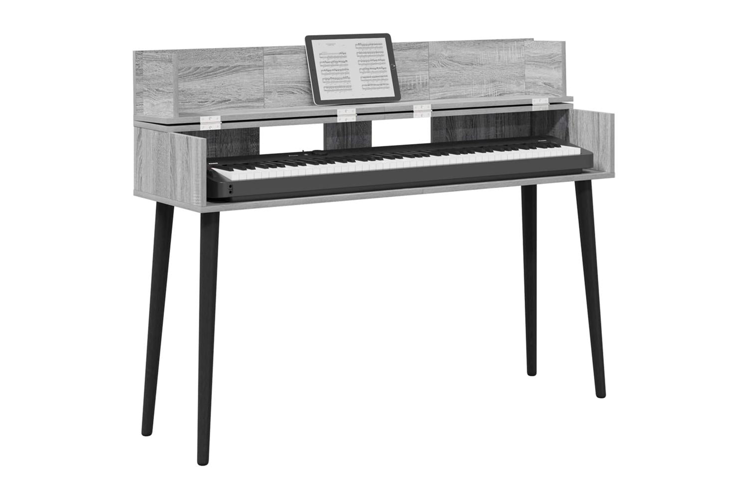 Vidaxl Studio Desk Grey Sonoma 130 X 40 X 195 Cm Engineered Wood-3