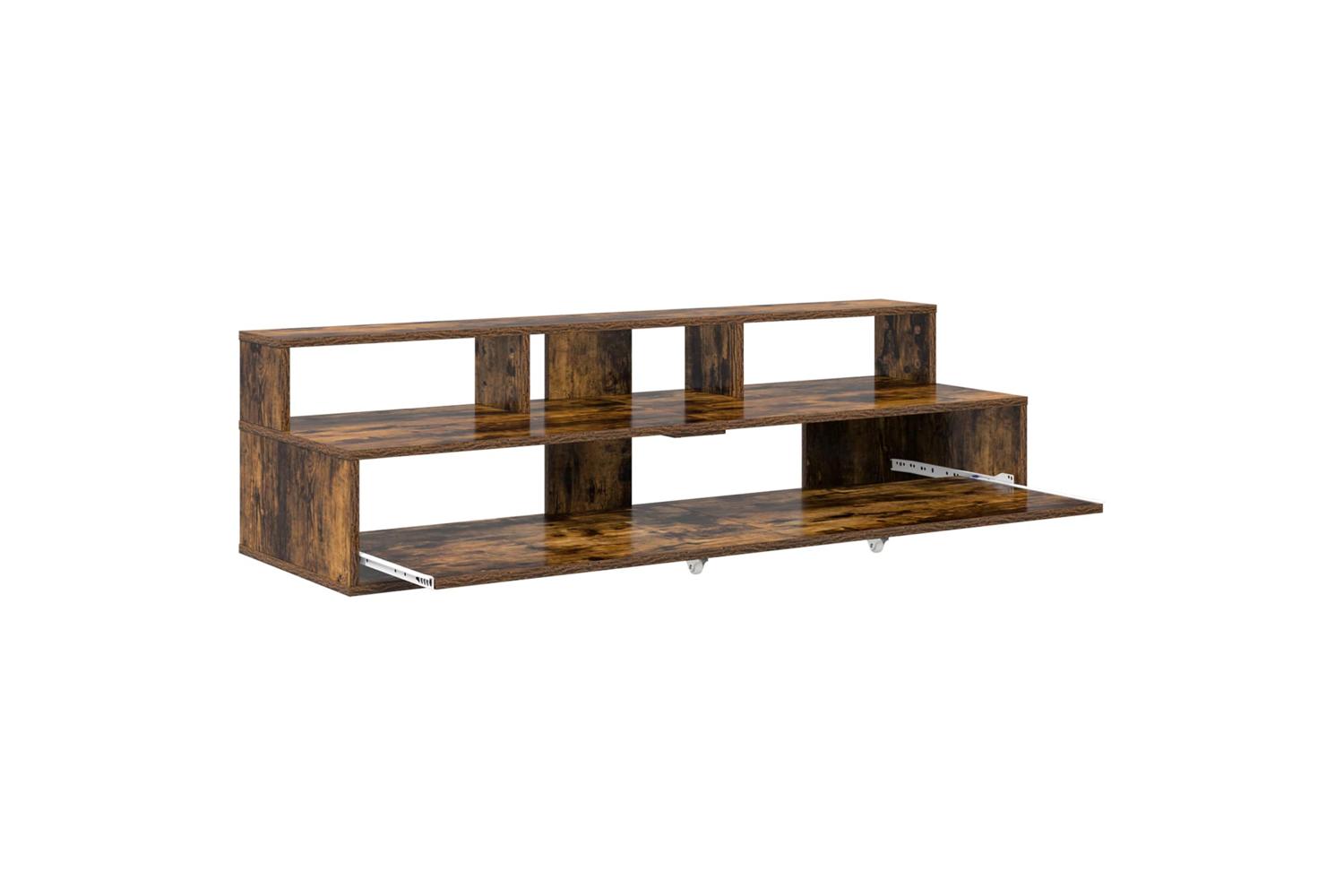 Vidaxl Studio Desk Smoked Oak 130 X 425 X 36 Cm Engineered Wood-4