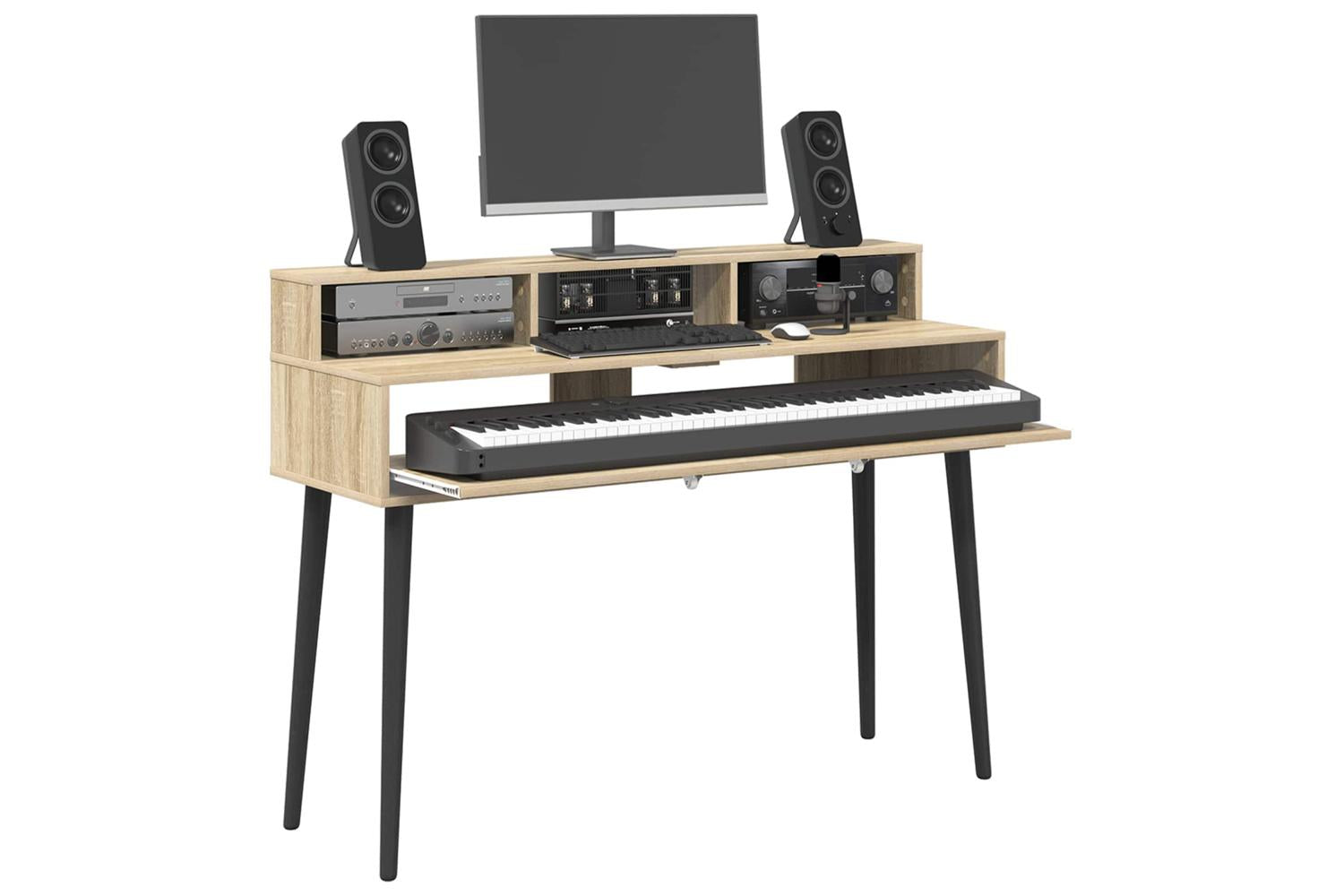 Vidaxl Studio Desk Sonoma Oak 152 X 425 X 36 Cm Engineered Wood-3