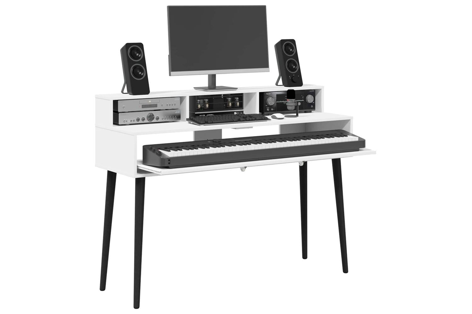 Vidaxl Studio Desk White 110 X 425 X 36 Cm Engineered Wood-3