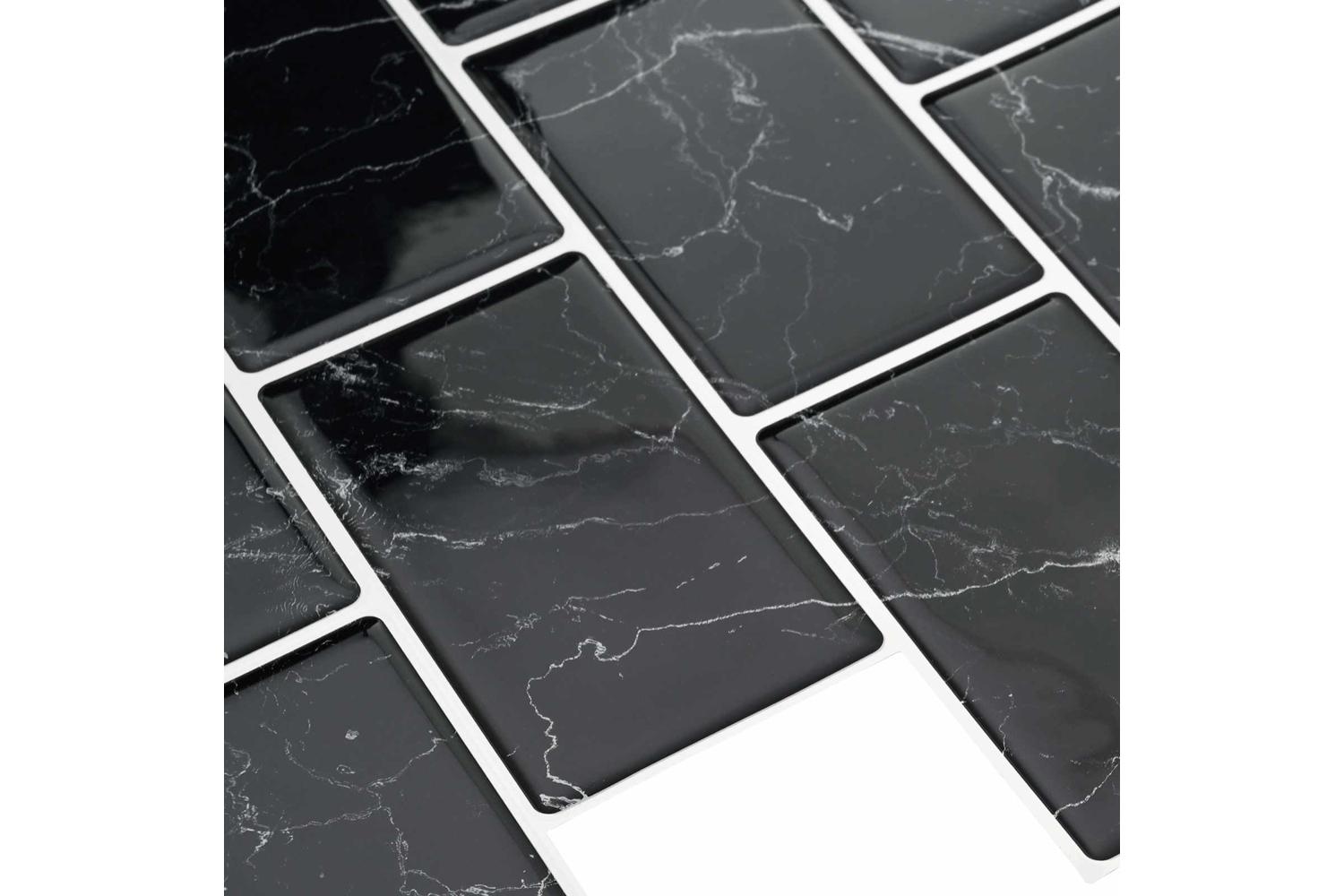 Vidaxl Subway Tile 10 Pcs Black Marble 30 X 30 Cm Polyurethane And Pet-4