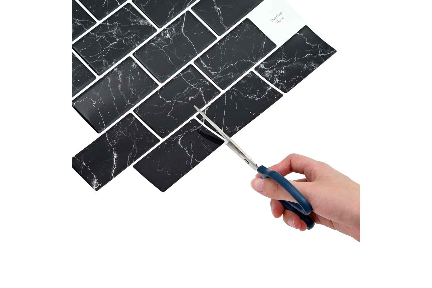 Vidaxl Subway Tile 10 Pcs Black Marble 30 X 30 Cm Polyurethane And Pet-5