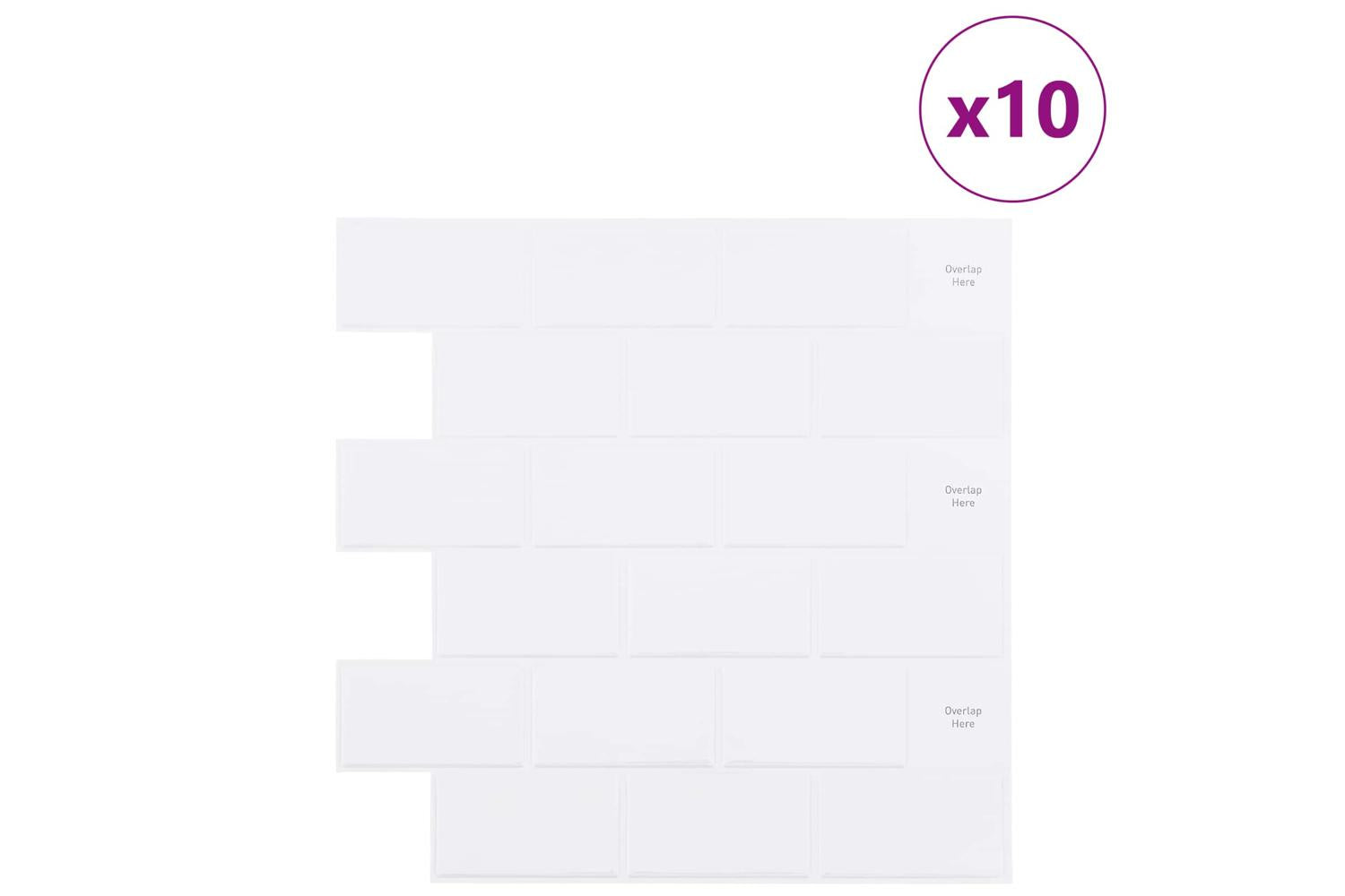 Vidaxl Subway Tile 10 Pcs White 30 X 30 Cm Polyurethane And Pet-2