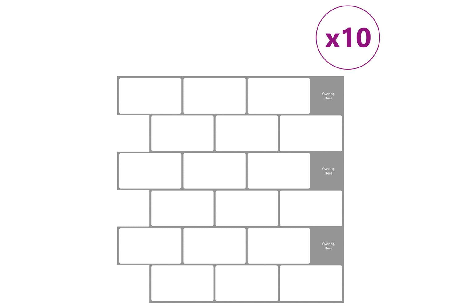 Vidaxl Subway Tile 10 Pcs White Grey 30 X 30 Cm Polyurethane And Pet-2