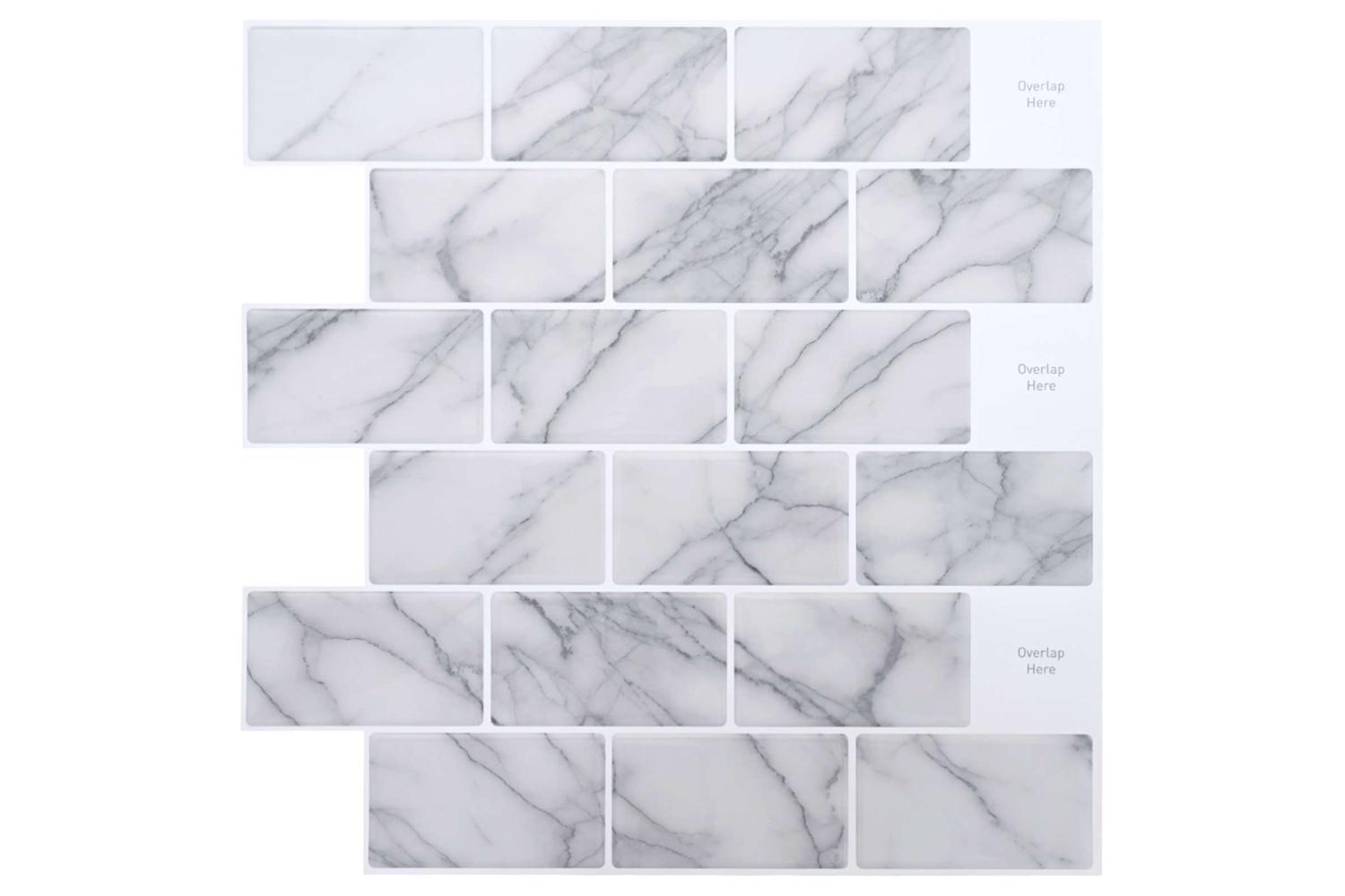 Vidaxl Subway Tile 10 Pcs White Marble 30 X 30 Cm Polyurethane And Pet