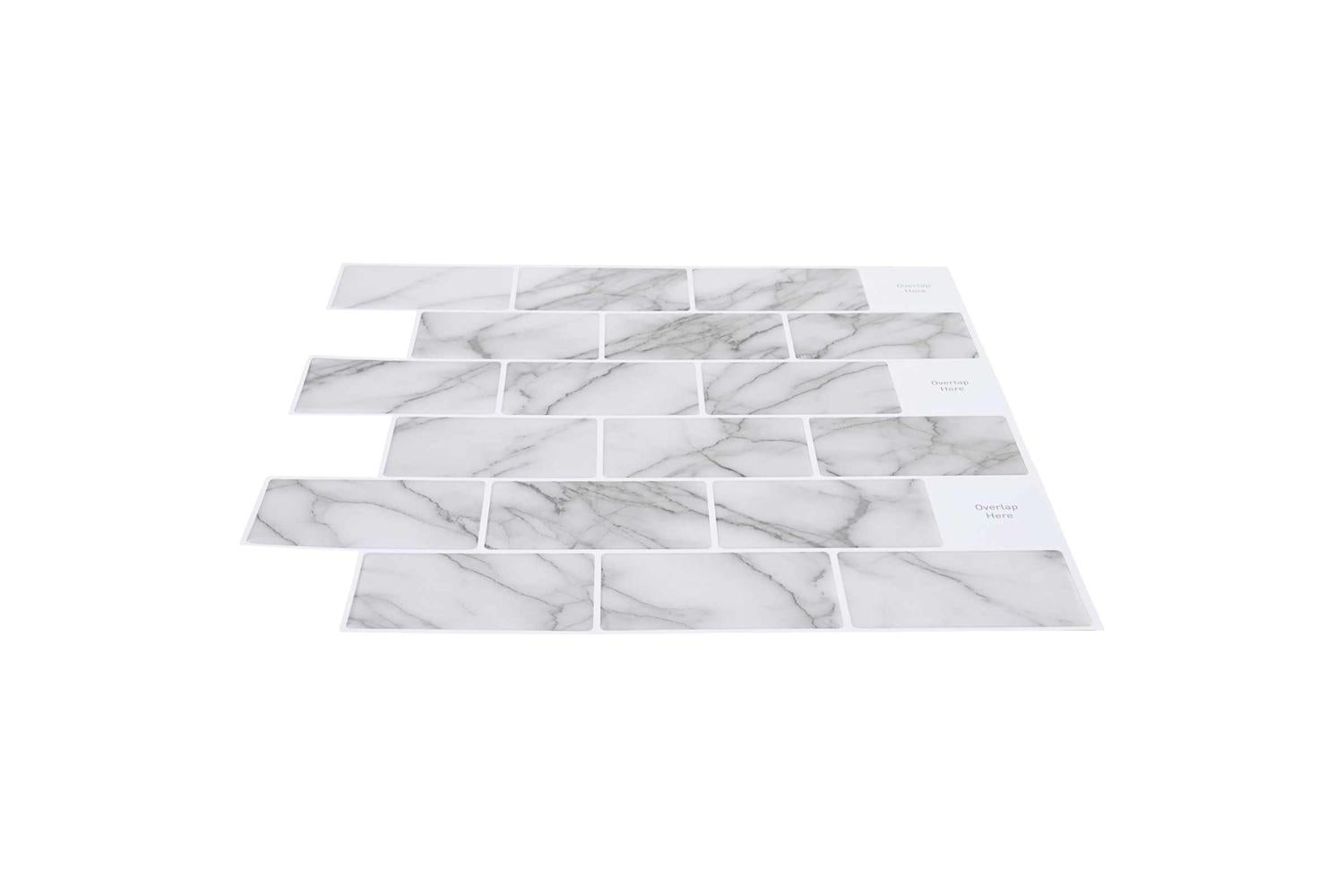 Vidaxl Subway Tile 10 Pcs White Marble 30 X 30 Cm Polyurethane And Pet-3