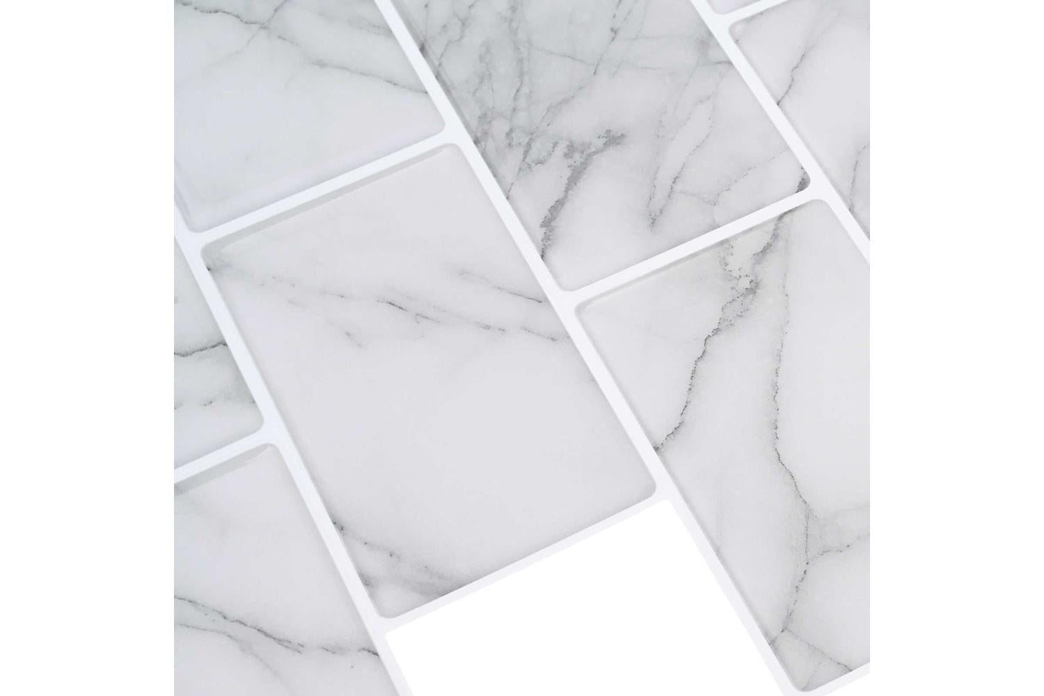 Vidaxl Subway Tile 10 Pcs White Marble 30 X 30 Cm Polyurethane And Pet-4