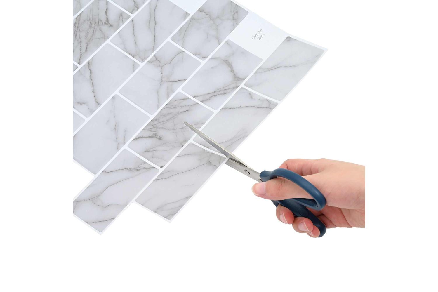 Vidaxl Subway Tile 10 Pcs White Marble 30 X 30 Cm Polyurethane And Pet-5