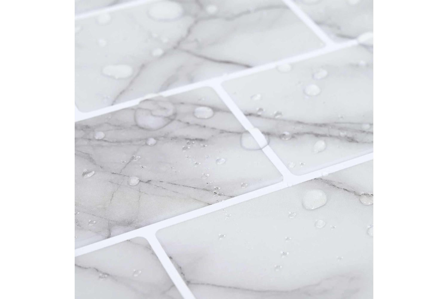 Vidaxl Subway Tile 10 Pcs White Marble 30 X 30 Cm Polyurethane And Pet-8