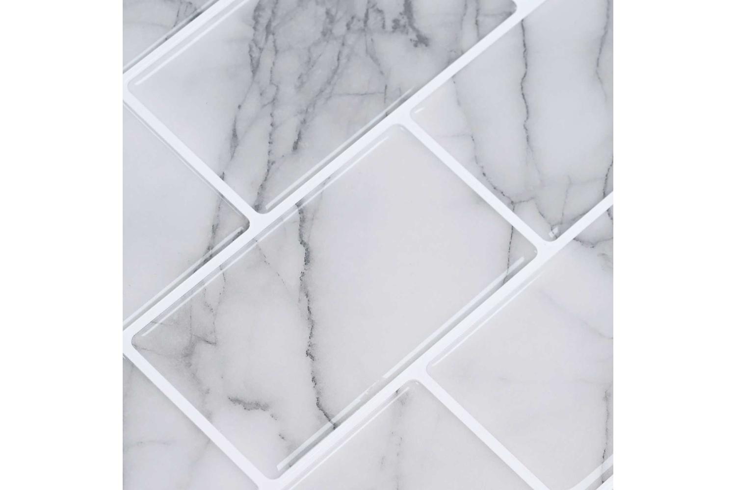 Vidaxl Subway Tile 10 Pcs White Marble 30 X 30 Cm Polyurethane And Pet-9