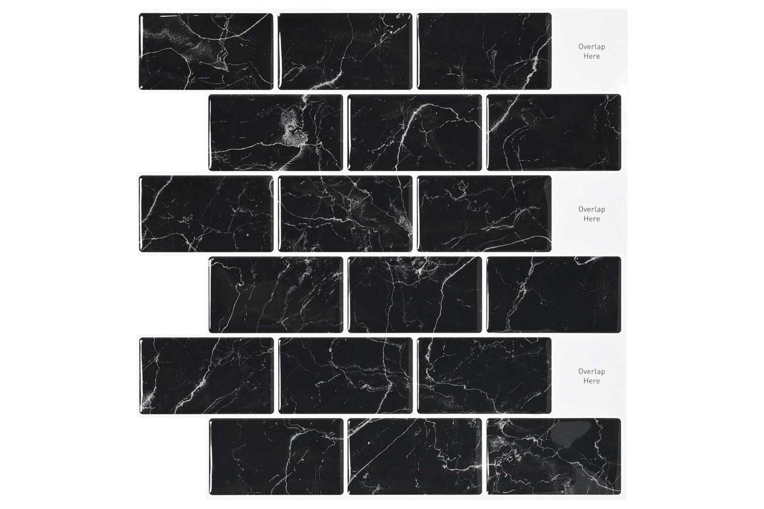 Vidaxl Subway Tile 20 Pcs Black Marble 30 X 30 Cm Polyurethane And Pet