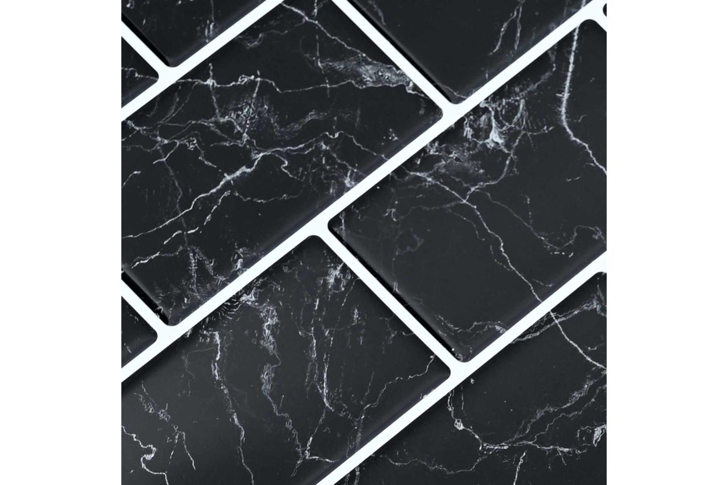 Vidaxl Subway Tile 20 Pcs Black Marble 30 X 30 Cm Polyurethane And Pet-9