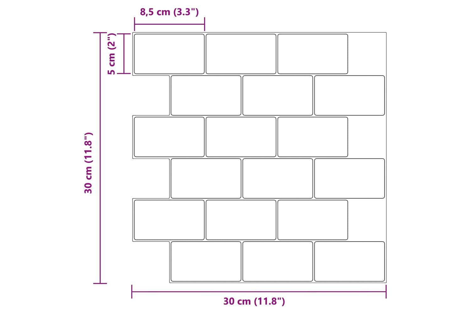 Vidaxl Subway Tile 20 Pcs White 30 X 30 Cm Polyurethane And Pet-10