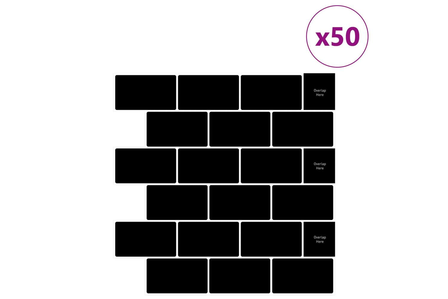 Vidaxl Subway Tile 50 Pcs Black 30 X 30 Cm Polyurethane And Pet-2