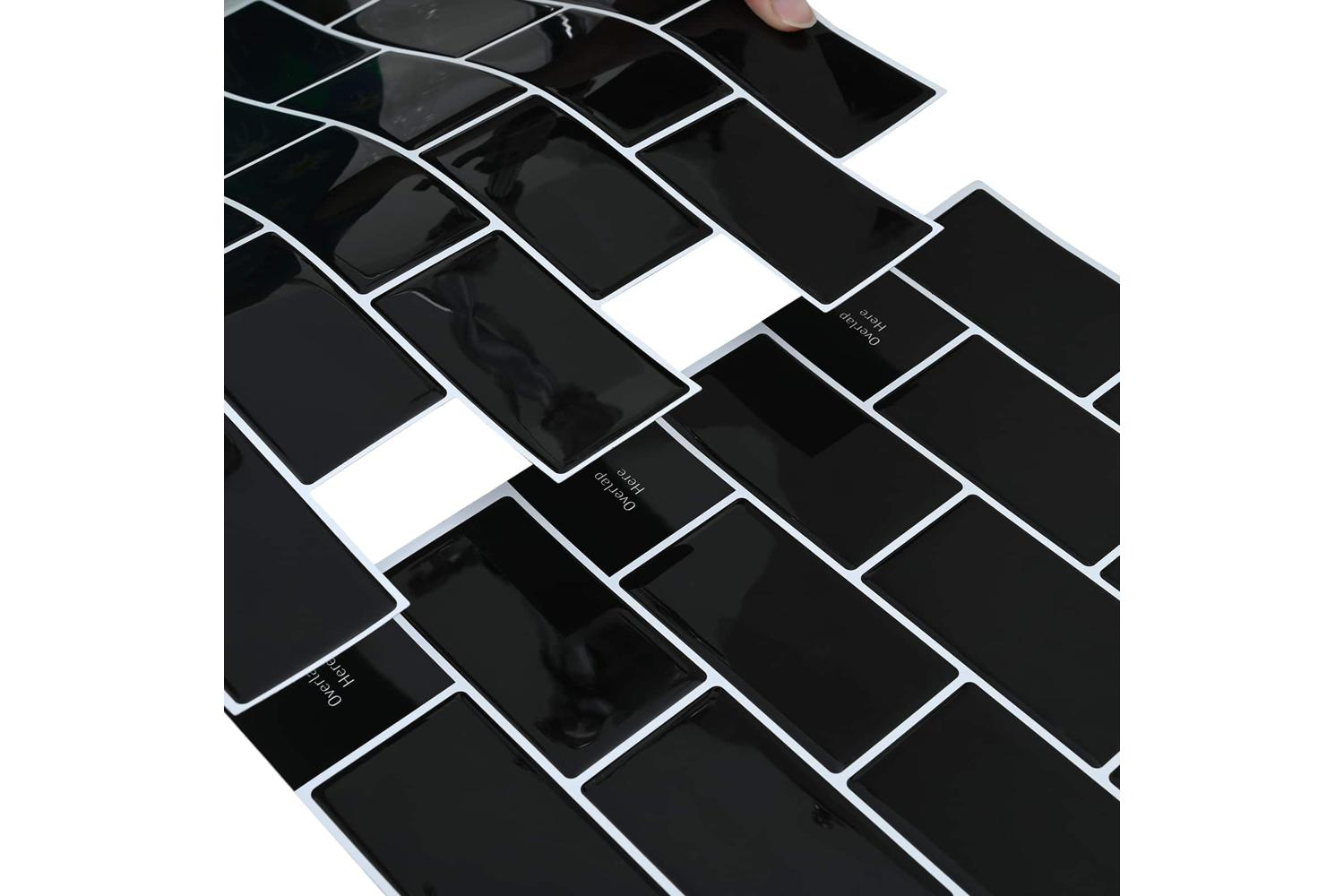 Vidaxl Subway Tile 50 Pcs Black 30 X 30 Cm Polyurethane And Pet-7