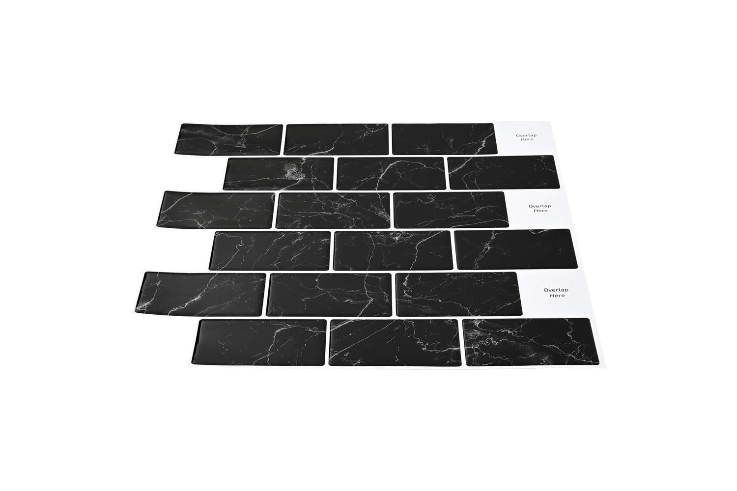 Vidaxl Subway Tile 50 Pcs Black Marble 30 X 30 Cm Polyurethane And Pet-3